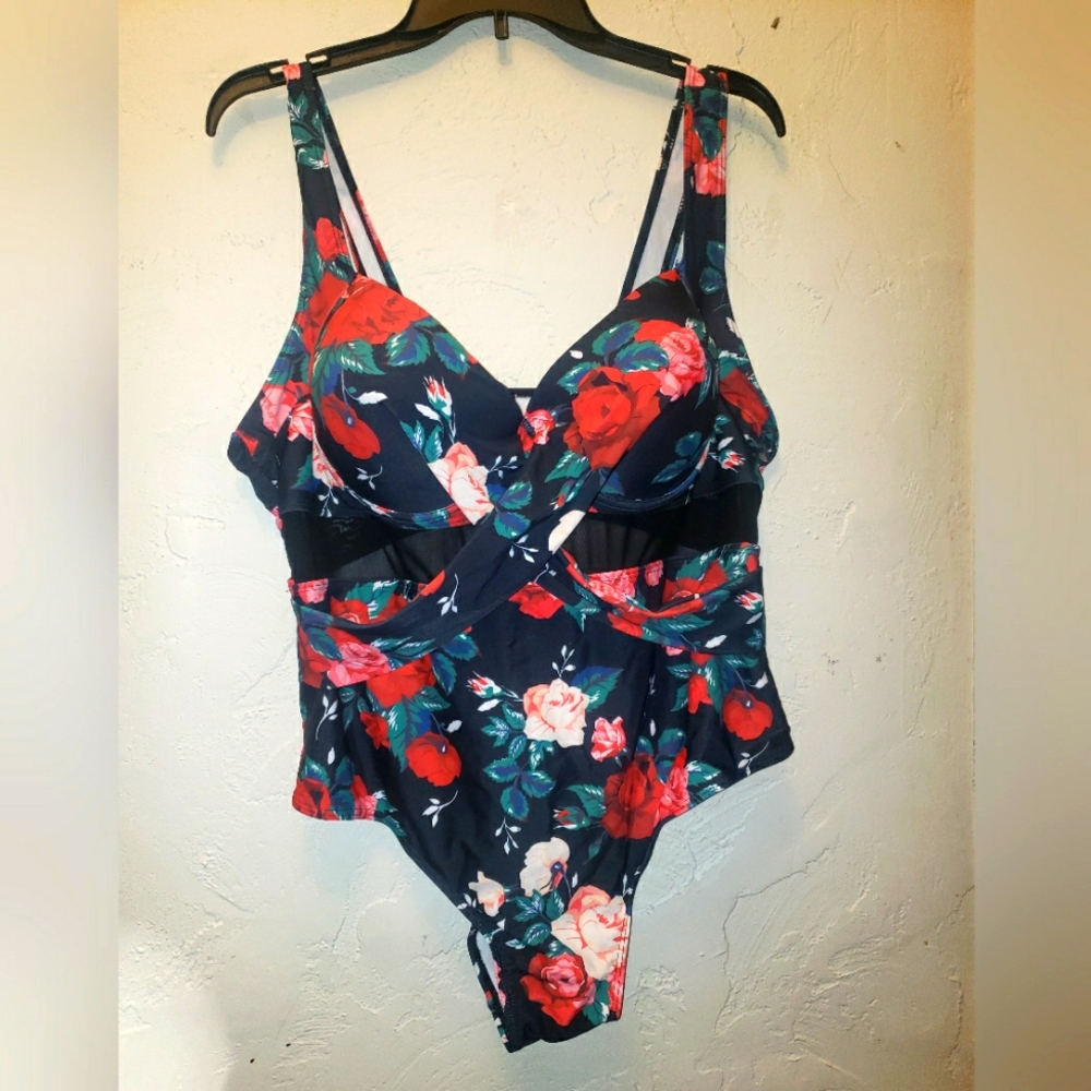 Plus Size 2x Floral Swimsuit 18 20 Fit underwire one piece 🏊♂️